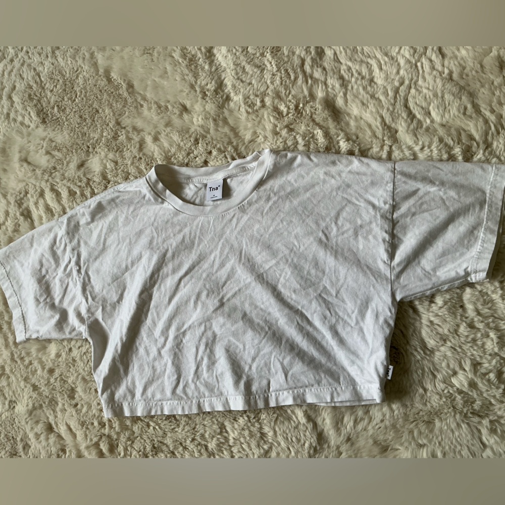 TNA White Short Sleeve Cropped Tee